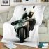 Cute panda wearing black sunglasses motorcycle blanket