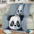 Cute panda with kitten on its head blanket