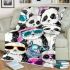 Cute pandas wearing colorful glasses blanket