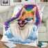 Cute pomeranian dog wearing black sunglasses blanket