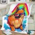 Cute pomeranian dog wearing black sunglasses blanket