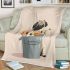 Cute pug dog inside a flower bucket blanket