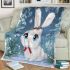 Cute white bunny with blue eyes and pink ears blanket