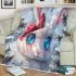 Cute white bunny with blue eyes and pink ears blanket