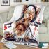 Cute yorkshire terrier dog wearing headphones blanket