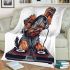 Cute yorkshire terrier dog wearing headphones blanket