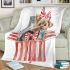 Cute yorkshire terrier inside an open present box blanket