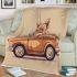 Cute yorkshire terrier puppy driving blanket