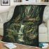 Deer and forest in the style of naturalistic bird portraits blanket