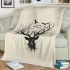 Deer head with birds blanket