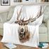 Deer head with large antlers blanket