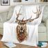 Deer head with large antlers blanket