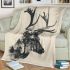 Deer head with large antlers and forest blanket