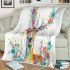 Deer with colorful flower horns blanket