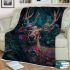 Deer with colorful flowers on its antlers blanket