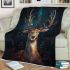 Deer with colorful flowers on its antlers blanket