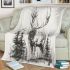 Deer with large antlers in the forest blanket