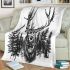 Deer with large antlers in the forest blanket