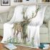 Deer with large antlers stands in the forest blanket