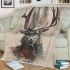 Double exposure of the deer with trees and forest blanket