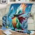 Dragon and colorful orbs in snow blanket