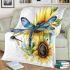 Dragonfly with blue wings and black eyes blanket