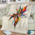 Drawing of an abstract flower design with colorful lines and shapes blanket