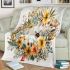 Floral wreath with bumblebee by tracie grimwood blanket