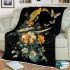 Flowers and dragonflies around the moon blanket