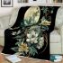 Flowers and dragonflies around the moon blanket