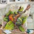 Frog and music notes and electric guitar with leaves blanket