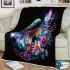 Glowing colorful butterfly among flowers in the moonlight blanket