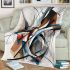 Graffiti style drawing of an abstract geometric shape blanket