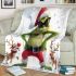Grinchy with black sunglass and dancing santaclaus blanket