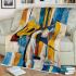 Guitar and wine glass abstract painting with lines blanket