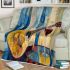 Guitar and wine glass cubism style painting blanket