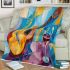 Guitar and wine glass cubism style painting blanket