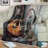 Guitar coffee and dream catcher blanket
