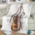 Guitar music notes with dream catcher area rug blanket