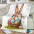 Happy easter bunny with a basket full of colored eggs blanket