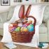 Happy easter bunny with colorful eggs in a basket isolated blanket