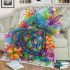 Happy turtle with colorful mandala patterns blanket