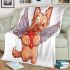 Kawaii valentine yorkie with angel wings holding heart blanket