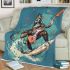 Monkey wearing sunglasses surfing with electric guitar blanket