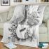 Music note and guitar and horse and rose flowers with green leaf blanket