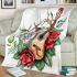 Music note and guitar and rose with green leaf and flappy bird blanket