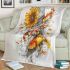 Music note and piano and sunflower and color koi fish blanket