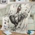 Music note and rooster chicken play guitar blanket