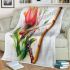 Music notes and bamboo flute and tulip and bird blanket