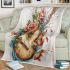 Music notes and guitar and roses and beta fish blanket